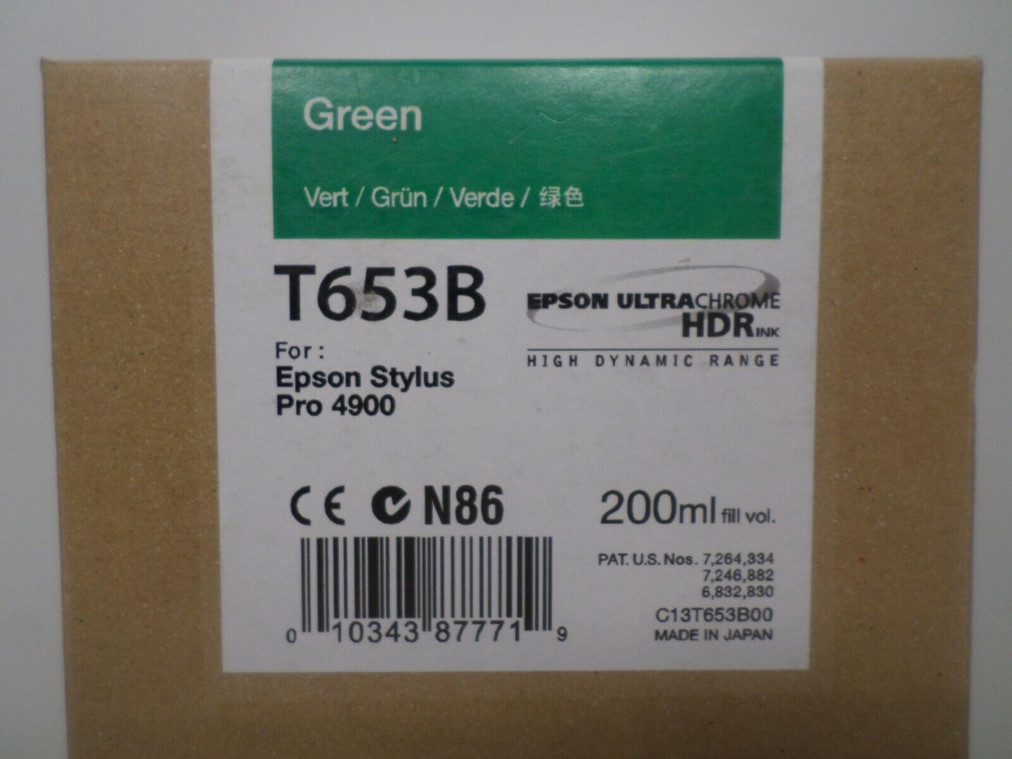 12-2014 Genuine Epson T653B 200ml Green Ultrachrome HDR Ink 4900