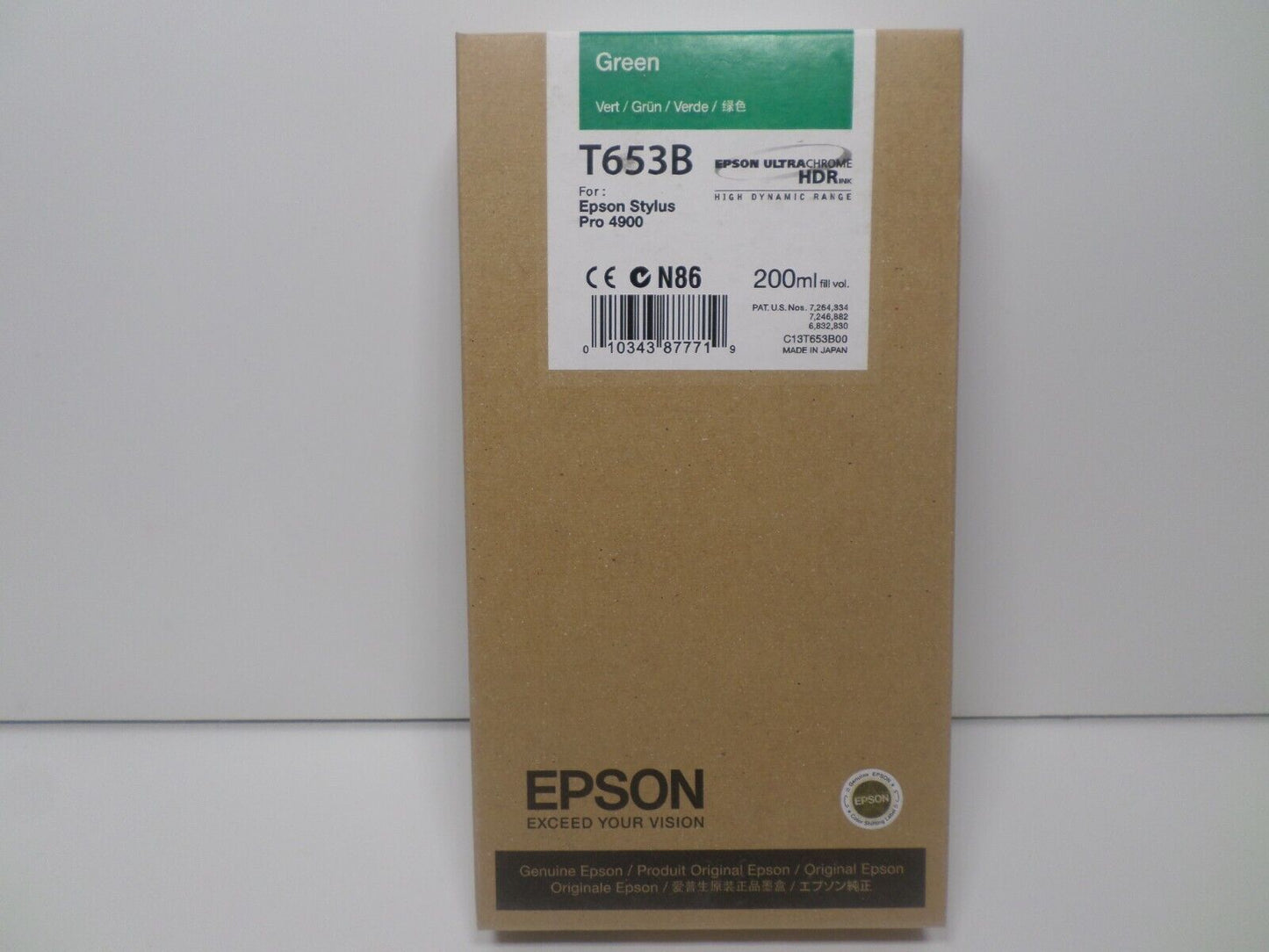 12-2014 Genuine Epson T653B 200ml Green Ultrachrome HDR Ink 4900