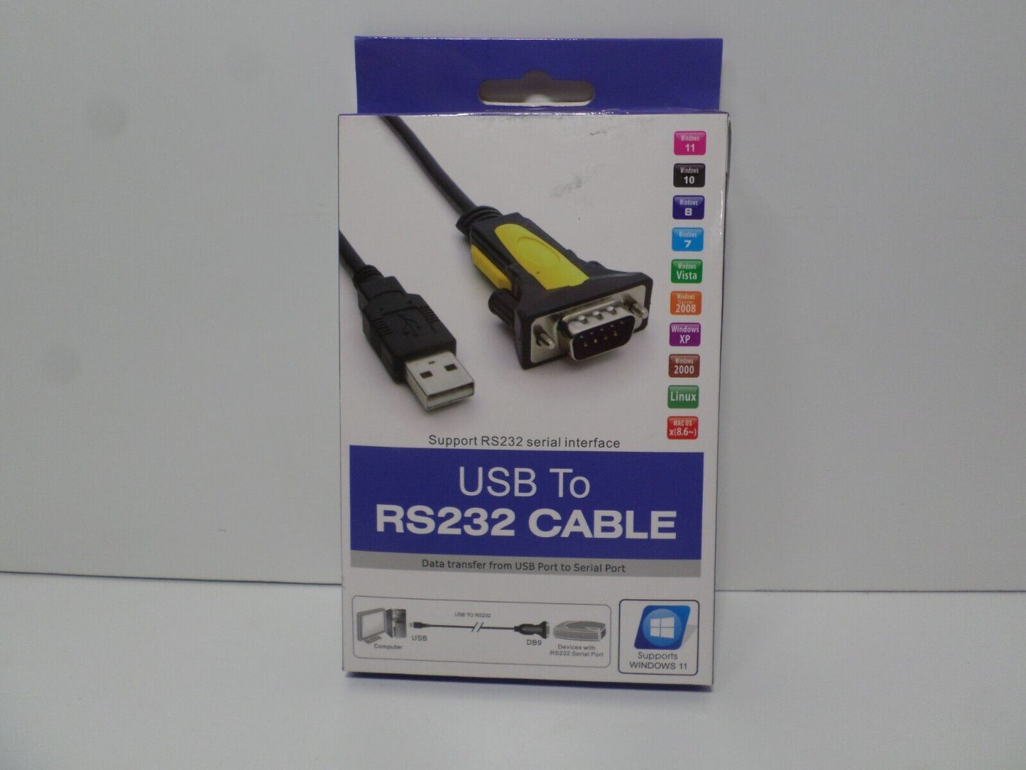 USB to RS232 Serial Adapter DB9-Male/Thumbscrew, Prolific Chipset