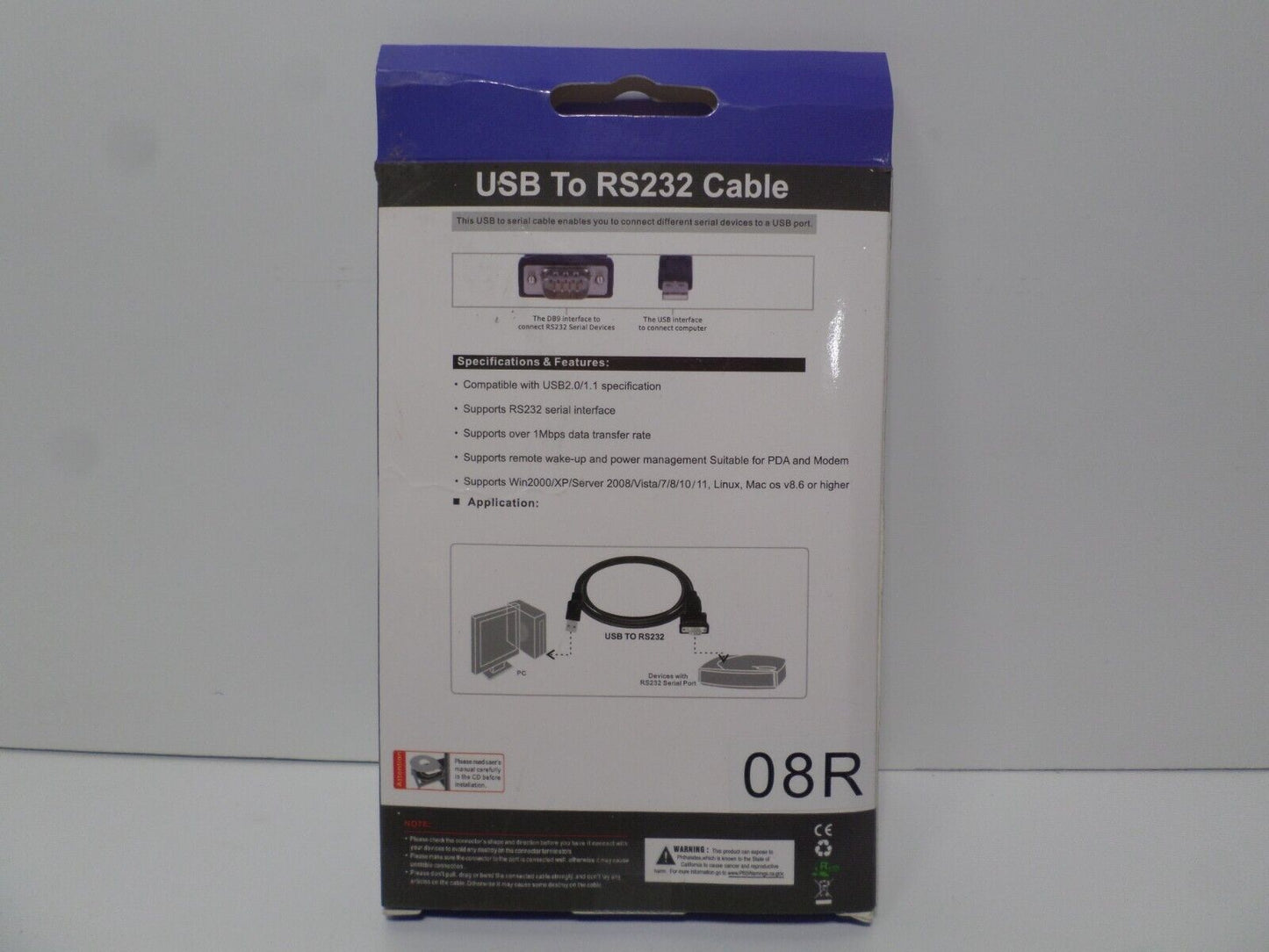 USB to RS232 Serial Adapter DB9-Male/Thumbscrew, Prolific Chipset