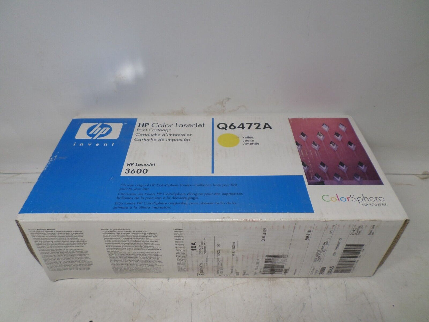 HP 502A LaserJet 3600 OEM Genuine Yellow Toner Cartridge Q6472A New Sealed