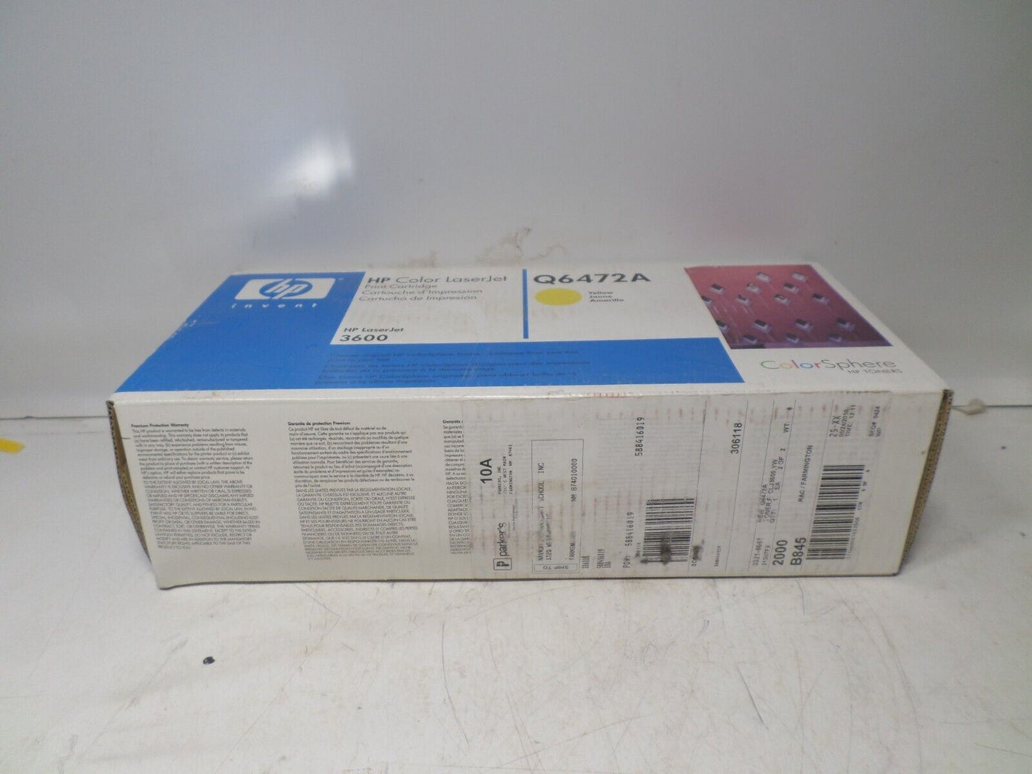 HP 502A LaserJet 3600 OEM Genuine Yellow Toner Cartridge Q6472A New Sealed